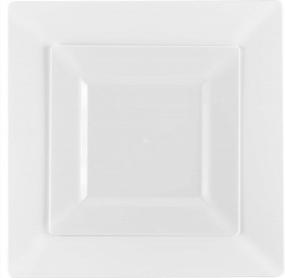 img 1 attached to NYHI 50-Pack Square Premium Disposable Hard Plastic Dinner And Salad Plates Combo Set – 25X 10.5” Dinner & 25X 7.5” Salad Dessert - Elegant White - Perfect For Dinner, Parties, Holidays
