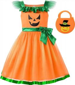 img 4 attached to Halloween Pumpkin Costume For Girls With Matching Bag By ReliBeauty
