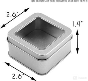 img 2 attached to 🎁 Versatile Cornucopia Square Silver Metal Tins (12-Pack) – Ideal for Candles, Candies, Gifts, Balms & Treasures – 1/2 Cup / 4-Ounce Capacity with Clear View Window