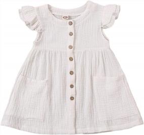img 4 attached to Kids Baby Girls Organic Cotton Ruffled Sleeve Tunic Dress Swing Sundress Party Princess Dresses