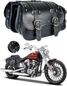 img 4 attached to 🏍️ Waterproof High-Density Leather Motorcycle Saddlebags - Throw-Over Side Bags with Cup Holder, Side Tool Bag, Storage Tool Bag for Motorbike, Universal Fit - 1 Pair, Black (Harley Sportster Compatible)