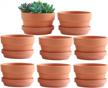 yishang 4.4 inch rustic terra-cotta pots with drain holes and saucer for indoor/outdoor plants and crafts logo