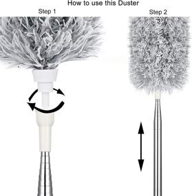 img 1 attached to 🧹 Versatile Extendable Duster: Telescoping Pole, Microfiber Bendable Cleaner, Stainless Steel Construction, Cobweb Duster, Washable, Lightweight Feather Duster - 2 Pack