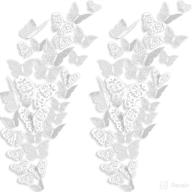 🦋 set of 72 white 3d butterfly wall decals sticker for room decor, nursery, classroom, office, bedroom, bathroom and living room décor логотип