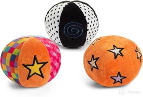 img 1 attached to 🔴 High Contrast Chime, Rattle, Crinkle & Roll Balls - Set of 3 - Black & White + Multi-Color