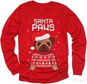 img 4 attached to 🐶 Kids Santa Paws Pug Ugly Christmas Sweater - Dog Long Sleeve T-Shirt for Enhanced SEO