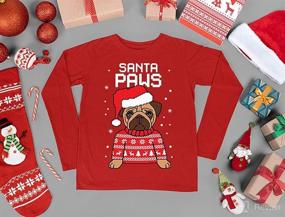 img 1 attached to 🐶 Kids Santa Paws Pug Ugly Christmas Sweater - Dog Long Sleeve T-Shirt for Enhanced SEO