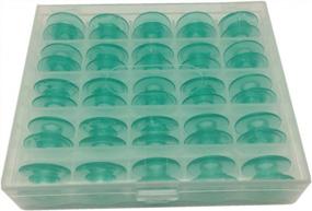 img 1 attached to 🧵 FQTANJU 25-Piece Box of Green Transparent Plastic Bobbins (#4125615-45) for Viking Husqvarna Designer, Platinum, Lily Series and White Sewing Machines