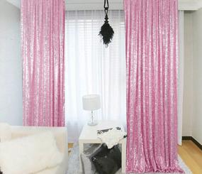 img 4 attached to Sequin Curtains 2 Panels 2FTx8FT Fuchsia Pink Glitter Backdrop Pink Gold Sequin Photo Backdrop Wedding Pics Backdrop Y1121