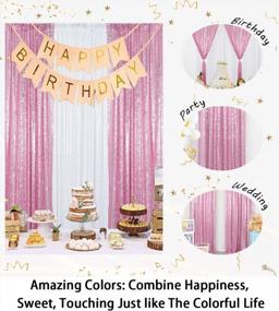 img 2 attached to Sequin Curtains 2 Panels 2FTx8FT Fuchsia Pink Glitter Backdrop Pink Gold Sequin Photo Backdrop Wedding Pics Backdrop Y1121