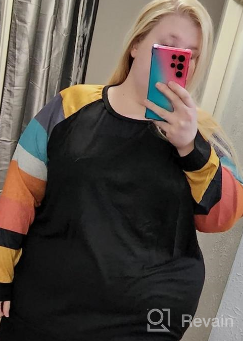 img 1 attached to Plus Size Tunic Tops For Women - ALLEGRACE Lightweight Knit Long Sleeve Color Block Shirts review by Timothy Xayamonty