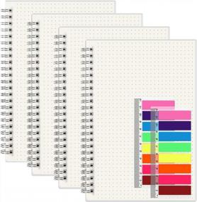 img 4 attached to 4-Pack A5 Dot Grid Notebooks W/ 640 Pages, Neon Color Page Markers - Office & School Supplies