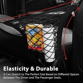 img 1 attached to 🚗 Optimize Car Storage with the 3-Layer Car Mesh Net Organizer: Backseat Pet Barrier, Seat Cargo Holder, and Driver Storage Pouch with 4 Hooks