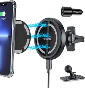 img 4 attached to 🚗 Magnetic Wireless Car Charger with 36W QC 3.0 Fast Charging – Auto-Alignment for Magsafe iPhone 13/13 Pro/Max/12/12 Pro/12 Pro Max/12 Mini – Stick-on Car Dashboard and Air Vent Phone Holder (Black)