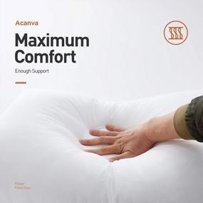 img 2 attached to Acanva Hotel Quality Bed Pillows для сна, высококачественное плюшевое 3D-волокно, уменьшающее боль в шее, дышащий охлаждающий чехол, приятный для кожи, стандартный (упаковка из 4), белый, 4 шт.