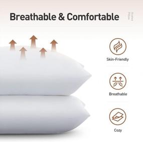 img 3 attached to Acanva Hotel Quality Bed Pillows для сна, высококачественное плюшевое 3D-волокно, уменьшающее боль в шее, дышащий охлаждающий чехол, приятный для кожи, стандартный (упаковка из 4), белый, 4 шт.