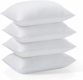 img 4 attached to Acanva Hotel Quality Bed Pillows для сна, высококачественное плюшевое 3D-волокно, уменьшающее боль в шее, дышащий охлаждающий чехол, приятный для кожи, стандартный (упаковка из 4), белый, 4 шт.