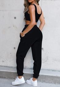 img 1 attached to Women'S Workout Set - High Waist Drawstring Jogger Pants & Sports Bra Two-Piece Tracksuit By VamJump