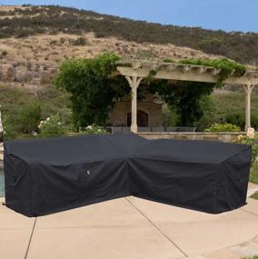 img 3 attached to Protect Your Outdoor Sofa With Waterproof 600D Cover - Midnight Black, V-Shaped - 85 X 85