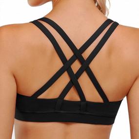 img 4 attached to OMANTIC Women'S Sports Bra Criss-Cross Back Wirefree Padded Strappy Medium Support Bras For Athletic Workout Yoga Running