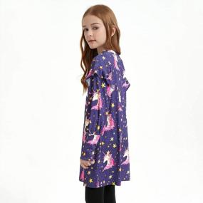 img 3 attached to Girls Long Sleeve Ruffle Dress: QPANCY Casual Lantern Sleeve A-Line Midi Ribbed Dress