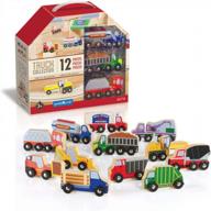 набор из 12 деревянных грузовиков для малышей от guidecraft: идеальный набор транспортных средств для лучшего обучения и развлечения логотип