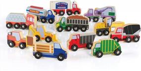 img 3 attached to Набор из 12 деревянных грузовиков для малышей от Guidecraft: идеальный набор транспортных средств для лучшего обучения и развлечения