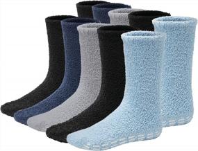 img 4 attached to Stay Comfy And Safe With Debra Weitzner'S Men'S Plush Grip Socks: Anti-Skid, Soft Microfiber, Perfect For Sleeping! Choose From 5/6 Pairs