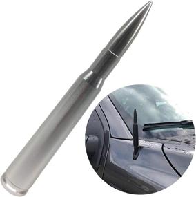 img 4 attached to 🚗 Enhance Your Chevy Silverado & GMC Sierra Trucks: 4.2" Bullet Style Stubby Antenna Mast (Silver) 2007-2019