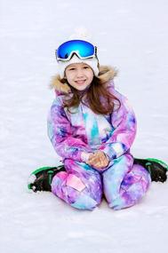 img 1 attached to Детские непромокаемые красочные цельные зимние комбинезоны, лыжные костюмы, куртки, зимние комбинезоны для мальчиков и девочек