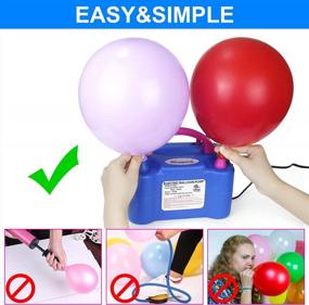 img 1 attached to Electric Balloon Pump With Dual Nozzle For Party Decorations - Portable Blue 110V 600W Balloon Blower With Tying Tool, Flower Clips, Tape Strips, And Dot Glues
