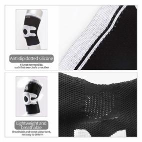 img 1 attached to Knee Brace Compression Sleeve Support For Men Women With Patella Gel Pad & Side Stabilizer - Running Weightlifting Sports, Meniscus Tear Arthritis Joint Pain Relief (Large, Black&Ash)