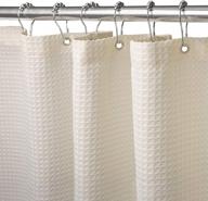 hotel-quality waffle weave shower curtain with stainless steel hooks - heavy duty, water repellent fabric for bathroom and bathtubs - cream 72 x 72 inches logo