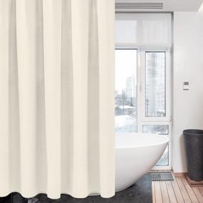 img 3 attached to Hotel-Quality Waffle Weave Shower Curtain With Stainless Steel Hooks - Heavy Duty, Water Repellent Fabric For Bathroom And Bathtubs - Cream 72 X 72 Inches