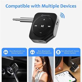 img 3 attached to 🚗 SONRU Bluetooth 5.0 Car Adapter – Newest Wireless Aux Receiver for Noise Cancelling Audio, Home Stereo, Hands-Free Calls, Wired Headphones, Speakers – 16-Hour Battery Life