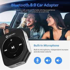 img 1 attached to 🚗 SONRU Bluetooth 5.0 Car Adapter – Newest Wireless Aux Receiver for Noise Cancelling Audio, Home Stereo, Hands-Free Calls, Wired Headphones, Speakers – 16-Hour Battery Life