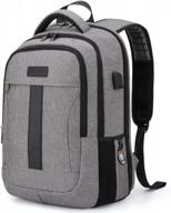 business 15.6inch laptop backpack, anti theft school bookbag grey логотип