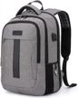 business 15.6inch laptop backpack, anti theft school bookbag grey logo
