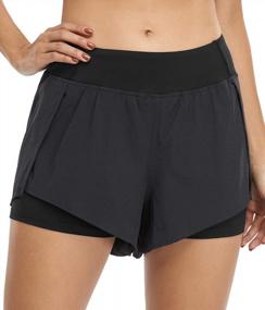 img 1 attached to Kimmery женские шорты для тренировок с эластичной резинкой на талии с подкладкой, шорты для йоги с карманами, размеры XS-3XL