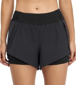 img 2 attached to Kimmery женские шорты для тренировок с эластичной резинкой на талии с подкладкой, шорты для йоги с карманами, размеры XS-3XL