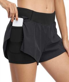 img 4 attached to Kimmery Women Elastic Waist Workout Shorts With Liner Yoga Shorts With Pocket Sizes XS-3XL
