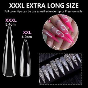img 2 attached to Gootrades Clear Stiletto Nail Tips - 504Pcs XL-Sized Artificial Nails With Case For DIY Home Manicure & Salon Use, Full Coverage & Extra Length (54Mm) For Perfect Nail Art - 12 Sizes (0-11)