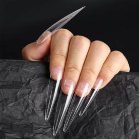img 4 attached to Gootrades Clear Stiletto Nail Tips - 504Pcs XL-Sized Artificial Nails With Case For DIY Home Manicure & Salon Use, Full Coverage & Extra Length (54Mm) For Perfect Nail Art - 12 Sizes (0-11)