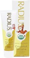 revolutionize your kids' dental hygiene with radius organic coconut children's toothpaste logo