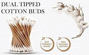 img 4 attached to Organic AEJESOP Cotton Swabs with Natural White Cotton & Brown Wooden Sticks - Pack of 100