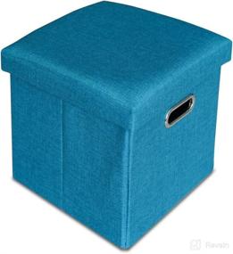 img 4 attached to 🪑 Lihio Folding Storage Ottoman Cube Foot Rest Stool - Space-Saving 11.8x11.8x11.8 Inch Turquoise Storage Seat with Memory Foam Lid