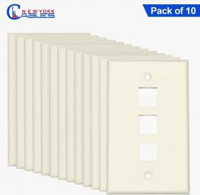 img 1 attached to 10-Pack Single Gang Low Profile Face Plate For RJ45 Keystone Jack And Modular Inserts, 3 Port Wall Plate Off White
