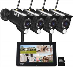 img 4 attached to 2K&2-Way Audio&Floodlight Tonton Portable LCD Security Camera System: 7" IPS Touchscreen Monitor, 4CH NVR & 4 3MP Cameras W/ PIR Sensor + 32GB SD Card