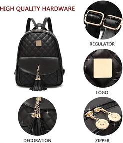 img 1 attached to Backpack 3 Pieces Fashion Leather Shoulder Women's Handbags & Wallets ~ Fashion Backpacks