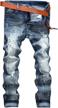 upgrade your style with ytd men's distressed ripped biker slim jeans - durable & comfortable moto denim pants logo